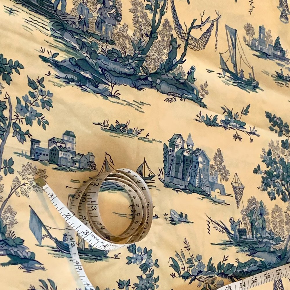 Gorgeous Vintage Chinoiserie Toile Bailey & Griffin Hand Printed Fishermen - Picture 4 of 16